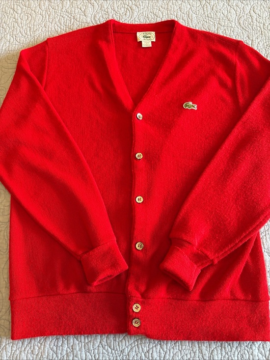 Izod Other - Izod‎ Men’s Bright Red V-Neck Button Cardigan Vintage